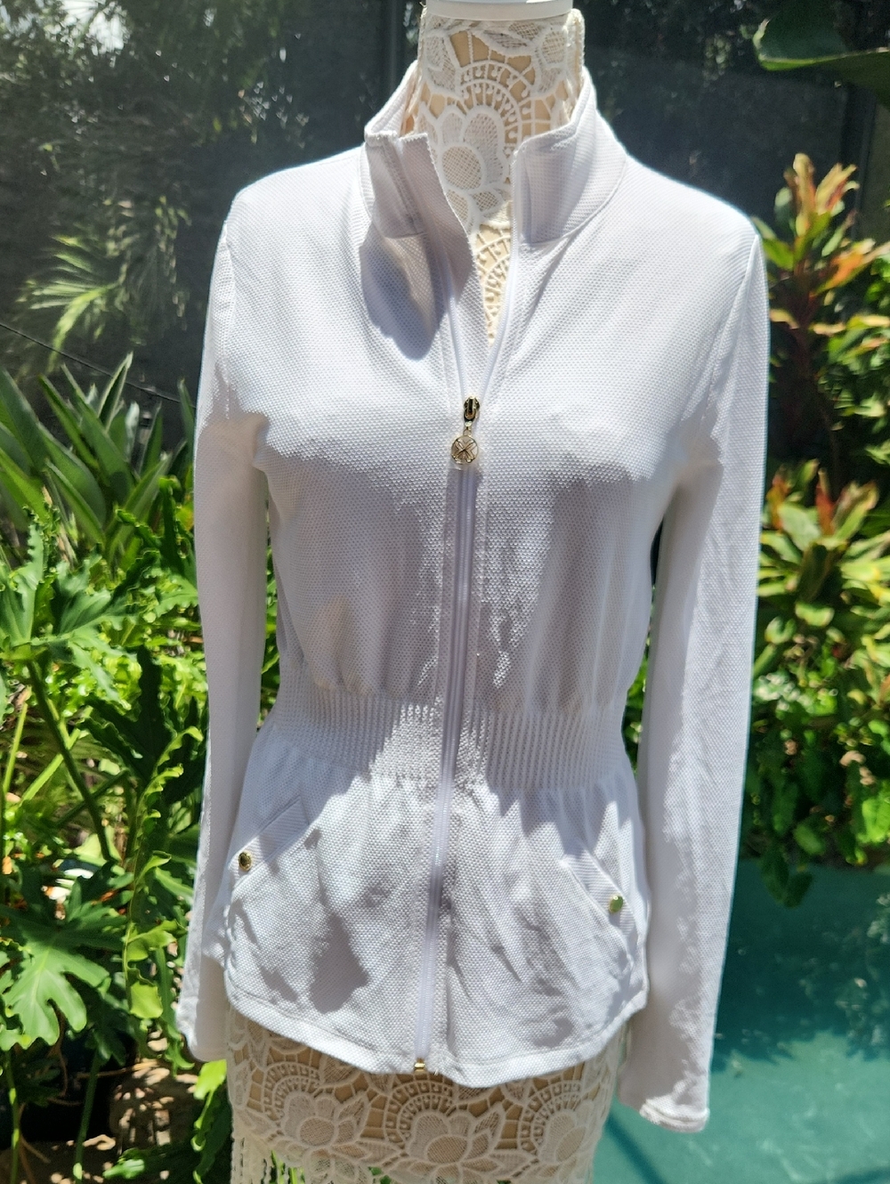 New! Lilly Pulitzer Luxletic White Zip Front Lightweight Jacket. Summer Jacket!